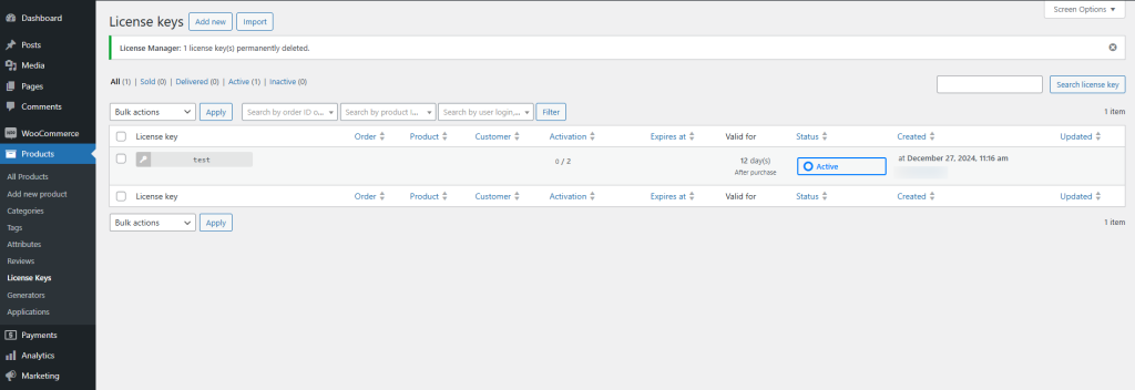 License Manager for WooCommerce - activation