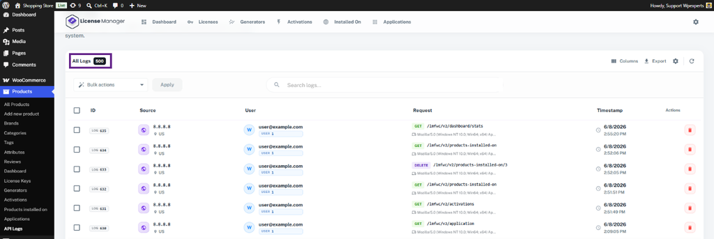 API Logs